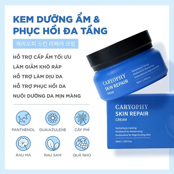 Kem Dưỡng Cấp Ẩm Và Phục Hồi Da Caryophy Repair Cream 50ml