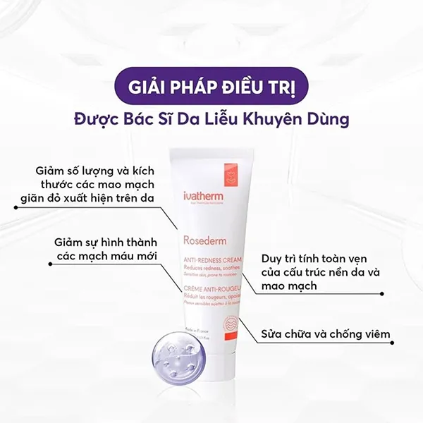 Kem Dưỡng Làm Dịu, Giảm Mẩn Đỏ Ivatherm Rosederm Anti-Redness Cream 30ml