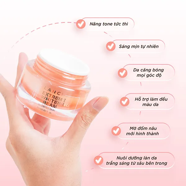 Kem Dưỡng Sáng Da Lanci Extreme Whitening Cream Glowing Skin MelaB3 50ml