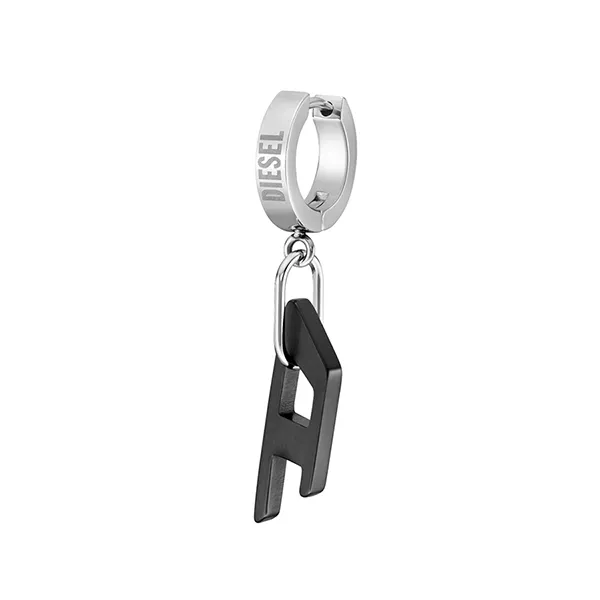 Khuyên Tai Diesel Two-Tone Stainless Steel Hoop Earring DX1418931 Màu Bạc/Đen