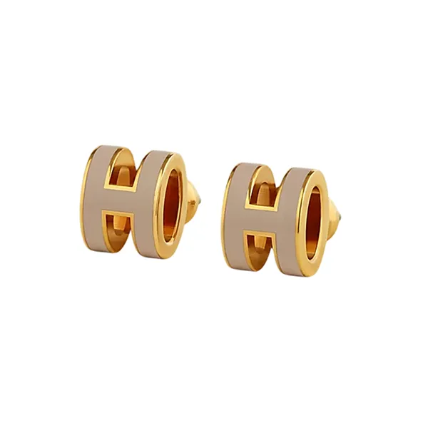 Khuyên Tai Nữ Hermès Mini Pop H Earrings Yellow Gold H608002FV55 Màu Vàng Gold