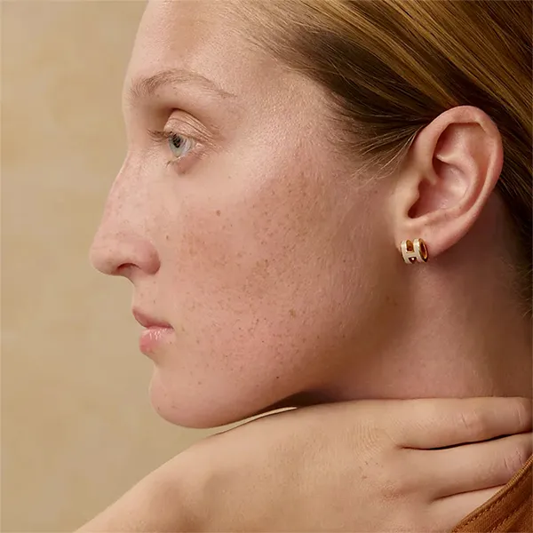Khuyên Tai Nữ Hermès Mini Pop H Earrings Yellow Gold H608002FV55 Màu Vàng Gold