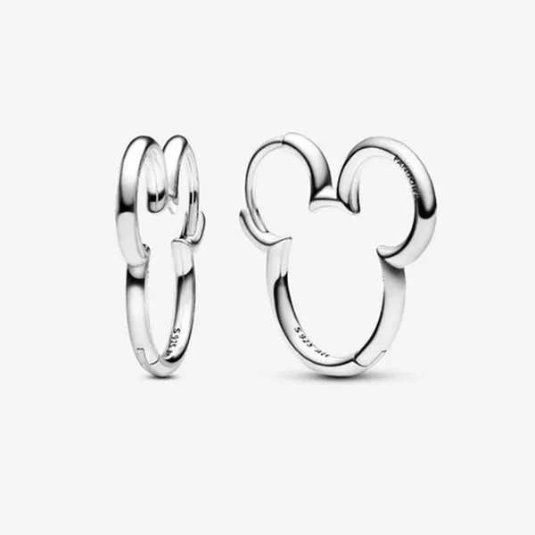 Khuyên Tai Nữ Pandora Disney Mickey Mouse Hoop Earrings 293528C00 Màu Bạc
