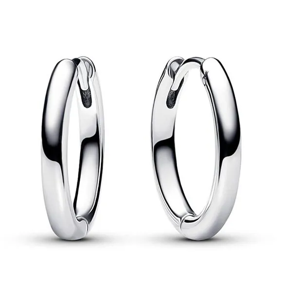 Khuyên Tai Nữ Pandora Moments Sterling silver Charm 18mm Hoop Earrings 293355C00 Màu Bạc