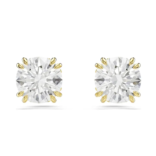 Khuyên Tai Nữ Swarovski Stilla Stud Earrings Round Cut, White, 18k Gold Finish 5642595 Màu Vàng