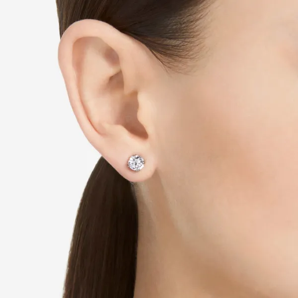 Khuyên Tai Nữ Swarovski Stilla Stud Earrings Round Cut, White, Rhodium Plated 5636712 Màu Bạc