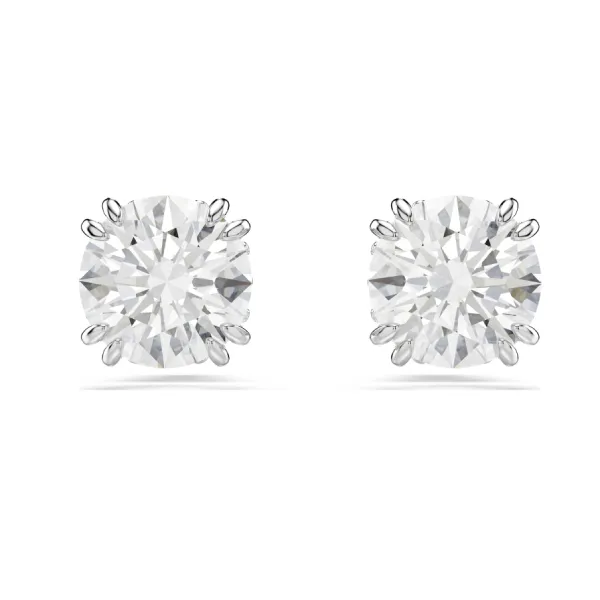 Khuyên Tai Nữ Swarovski Stilla Stud Earrings Round Cut, White, Rhodium Plated 5636712 Màu Bạc