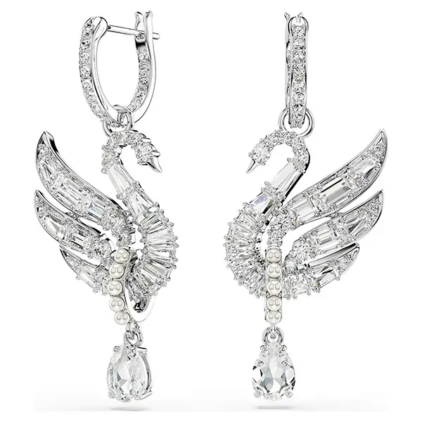 Khuyên Tai Nữ Swarovski Swan Earrings White Rhodium Plated 5723388 Màu Bạc Trắng