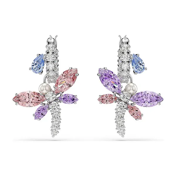 Khuyên Tai Nữ Swarovski x Ariana Grande Drop Earrings Mixed Cuts Dragonfly Multicolored Rhodium Plated 5749185 Phối Màu