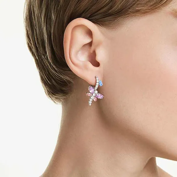 Khuyên Tai Nữ Swarovski x Ariana Grande Drop Earrings Mixed Cuts Dragonfly Multicolored Rhodium Plated 5749185 Phối Màu