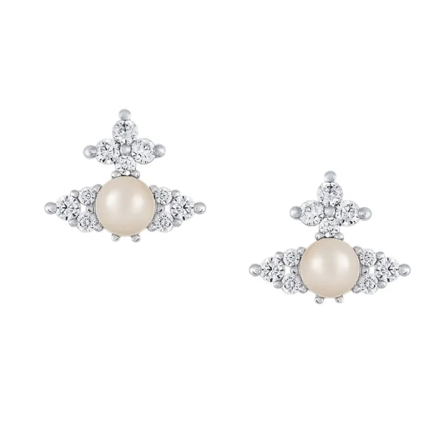 Khuyên Tai Nữ Vivienne Westwood Feodora Earrings 8050889777670 Màu Bạc Trắng
