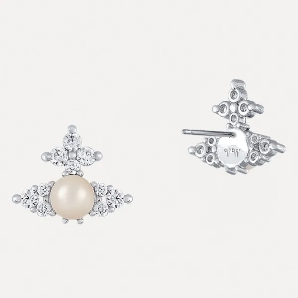 Khuyên Tai Nữ Vivienne Westwood Feodora Earrings 8050889777670 Màu Bạc Trắng