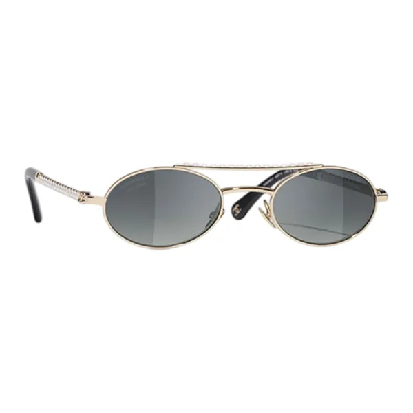 Kính Mát Chanel Oval Sunglasses Màu Xám