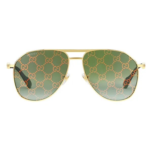 Kính Mát Gucci Aviator Frame Sunglasses Màu Xanh Vàng
