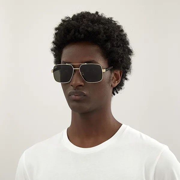 Kính Mát Unisex Gucci Sunglasses GG0529S 001 60 Màu Xám/Vàng