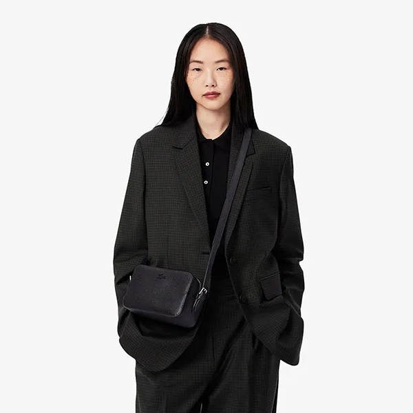 Lacoste Women's Chantaco Piqué Crossbody Bag, Leather Material NF3879KL-000 Màu Đen