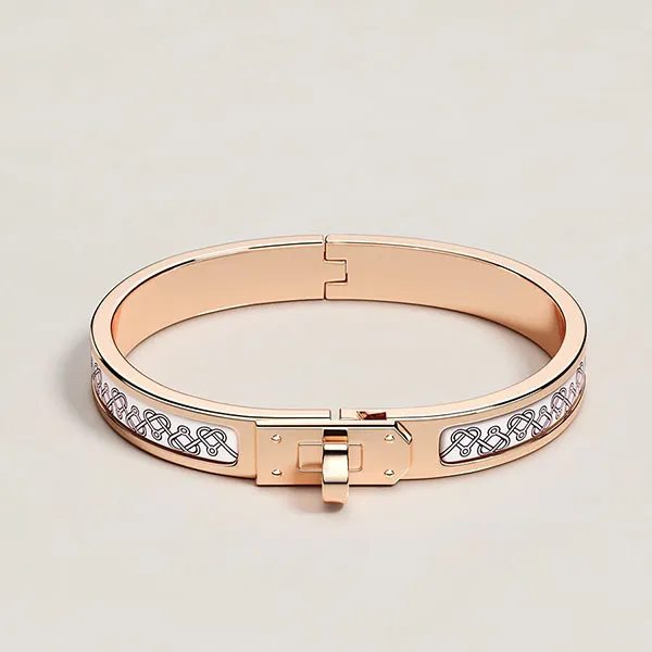 Vòng Đeo Tay Nữ Hermès Mini Clic Kelly Petits Coeurs Bracelet H205429FOA1GM Màu Vàng Hồng