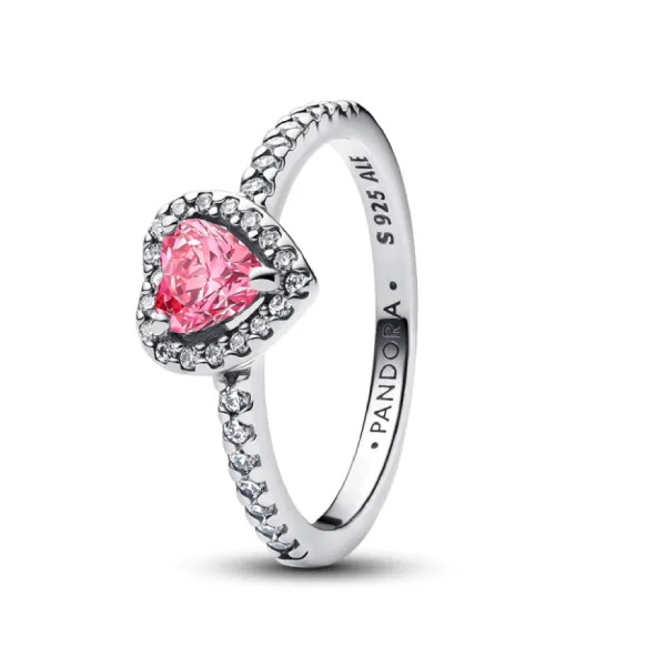 Nhẫn Nữ Pandora Elevated Pink Heart Ring 198421C03 Màu Hồng Bạc Size 52