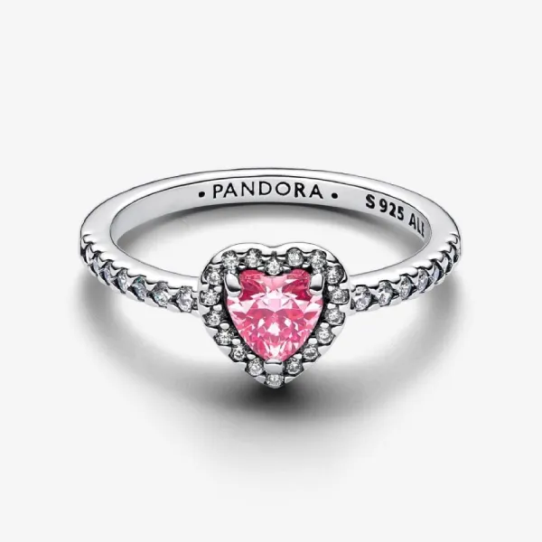 Nhẫn Nữ Pandora Elevated Pink Heart Ring 198421C03 Màu Hồng Bạc Size 52