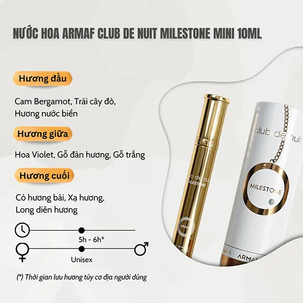 Nước Hoa Unisex Armaf Club De Nuit Milestone Mini Eau De Parfum 10ml