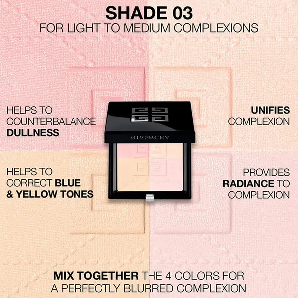 Phấn Phủ Bột Dạng Nén Givenchy Prisme Libre 4-Color Pressed Powder Mattifying & Blurring Setting Powder Tone 03