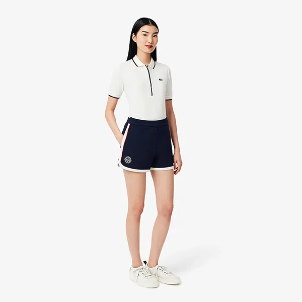 Quần Short Nữ Lacoste Women's Tennis Heritage Stretch Piqué Shorts GF8652-51 HHW Màu Xanh Navy Size 36