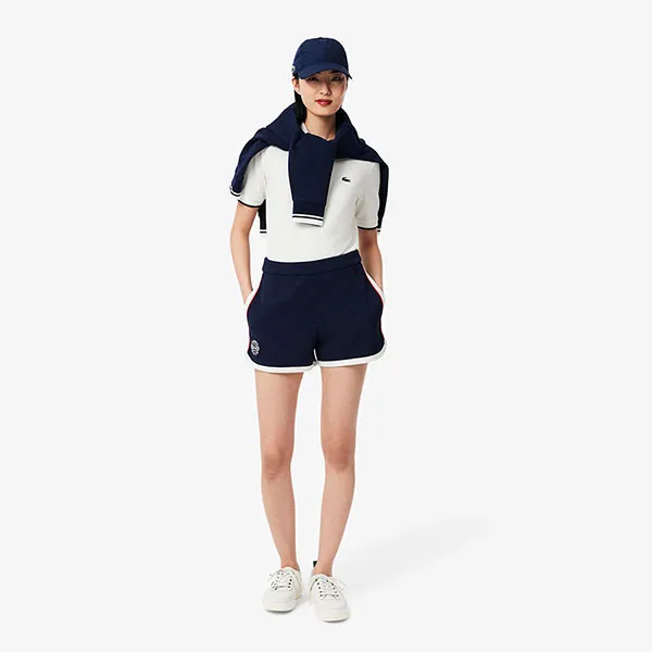Quần Short Nữ Lacoste Women's Tennis Heritage Stretch Piqué Shorts GF8652-51 HHW Màu Xanh Navy Size 36