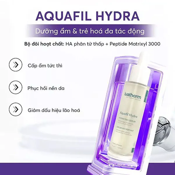 Serum Dưỡng Ẩm Phục Hồi & Trẻ Hoá Da Ivatherm Aquafil Hydra Hydrating 30ml