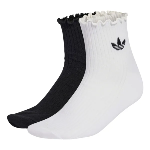 Set 2 Đôi Tất Nữ Adidas Ruffle Quarter KD8367 Màu Đen - Trắng Size S