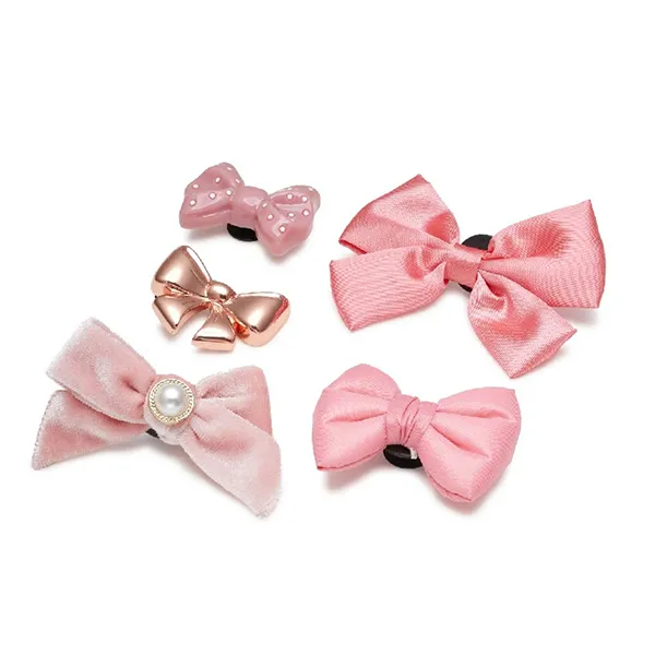 Set Charm Dép Crocs Charming Bow Jibbitz 5 Món Màu Hồng