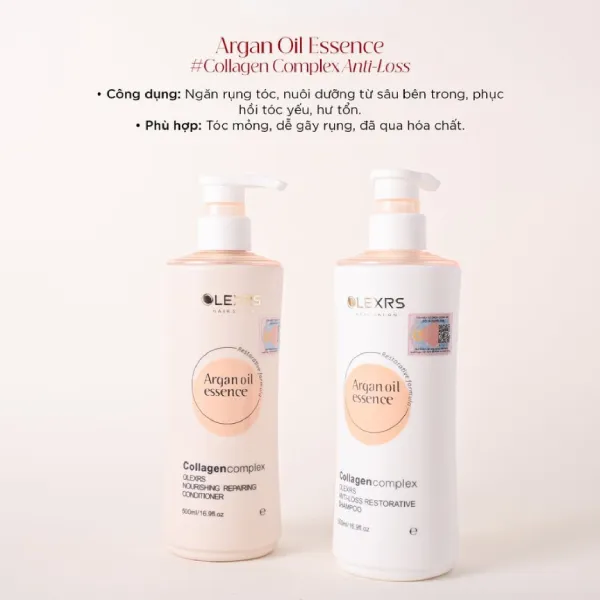 Set Dầu Gội + Dầu Xả Giảm Gãy Rụng Olexrs Argan Oil Essence Anti-loss Restorative (500ml x 2)