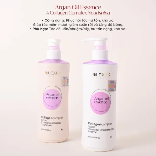Set Dầu Gội + Dầu Xả Phục Hồi Và Giữ Màu Tóc Nhuộm Olexrs Argan Oil Essence Nourishing Repairing (500ml x 2)