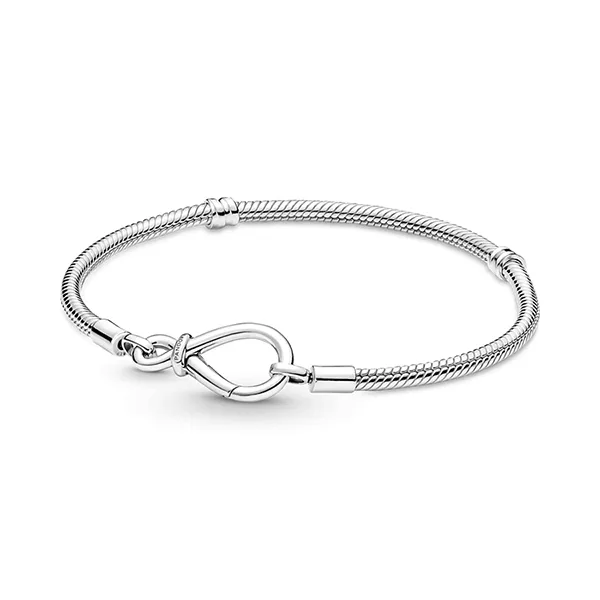 Set Vòng Đeo Tay + Hạt Vòng Charm Pandora 590792C00 + 792492C00 Màu Bạc