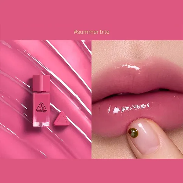 Son Bóng 3CE Gummy Oil Tint 07 Summer Bite Màu Hồng Anh Đào
