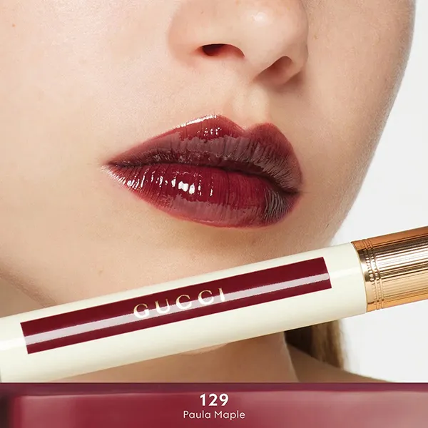 Son Bóng Gucci Glow Oil In Water Tint 129 Paula Maple Màu Đỏ Trầm