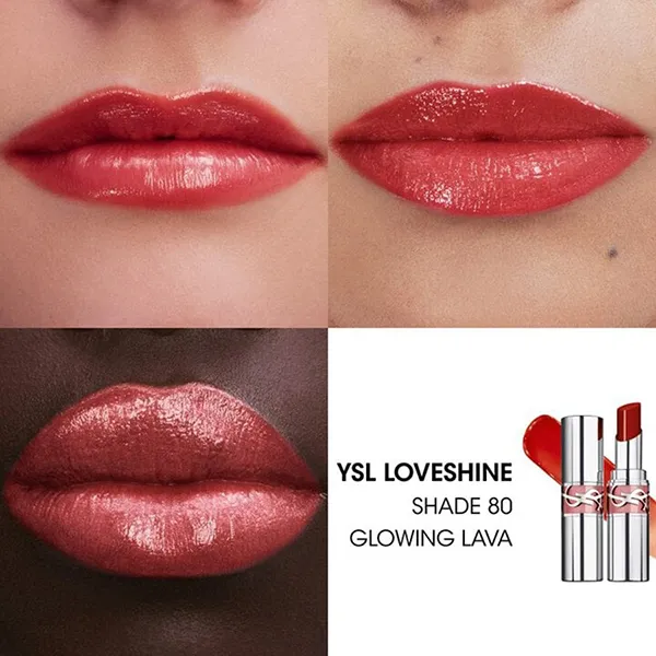 Son Dưỡng Yves Saint Laurent YSL Loveshine Lip Oil Stick 80 Glowing Lava Màu Đỏ Cam Gạch