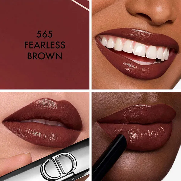 Son Lì Dior Rouge On Stage 565 Fearless Brown Shine Màu Đỏ Nâu Đất