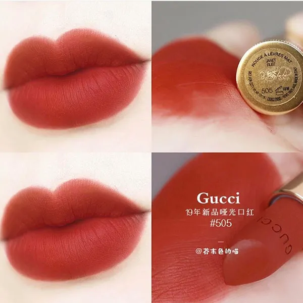 Son Lì Gucci Matte Lip 505 Janet Rust Màu Đỏ Nâu