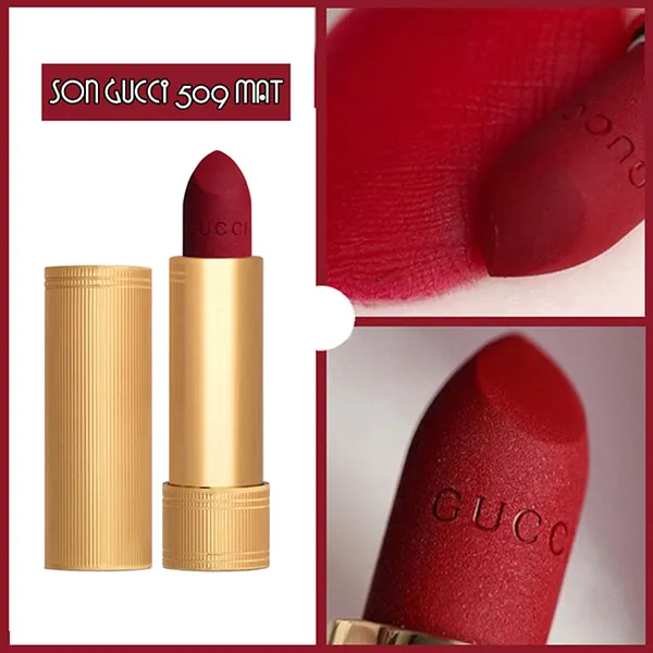 Son Lì Gucci Matte Lip 509 Janie Scarlet Màu Đỏ Lạnh