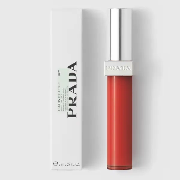 Son Kem Dưỡng Bóng Prada Reflection Glossy Liquid Balm R220 Infrared Màu Đỏ Cam
