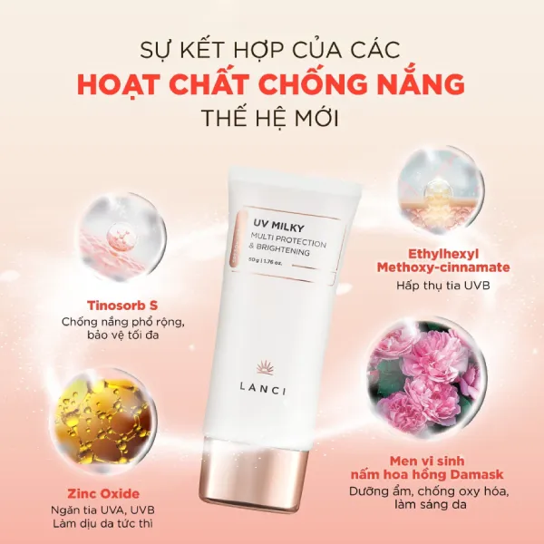 Sữa Chống Nắng Lanci UV Milky Multi Protection & Brightening SPF50+ PA++++ 50g