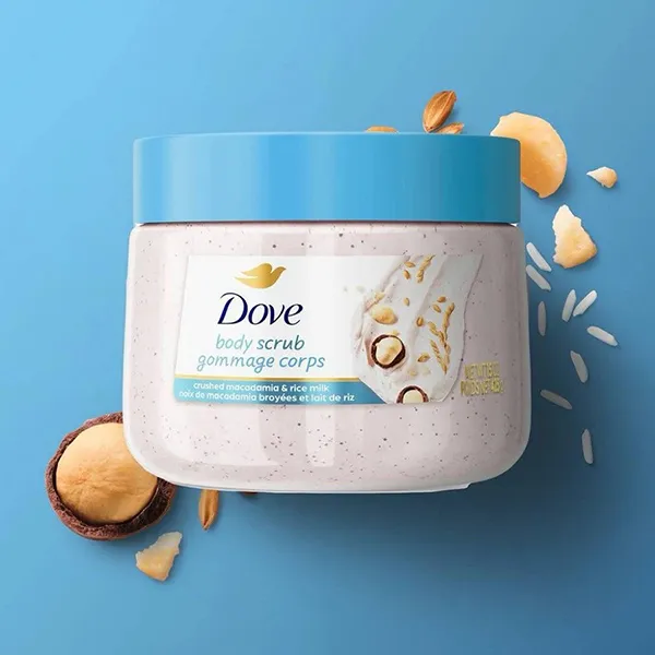 Tẩy Tế Bào Chết Dove Crushed Macadamia & Rice Milk Body Scrub 425g