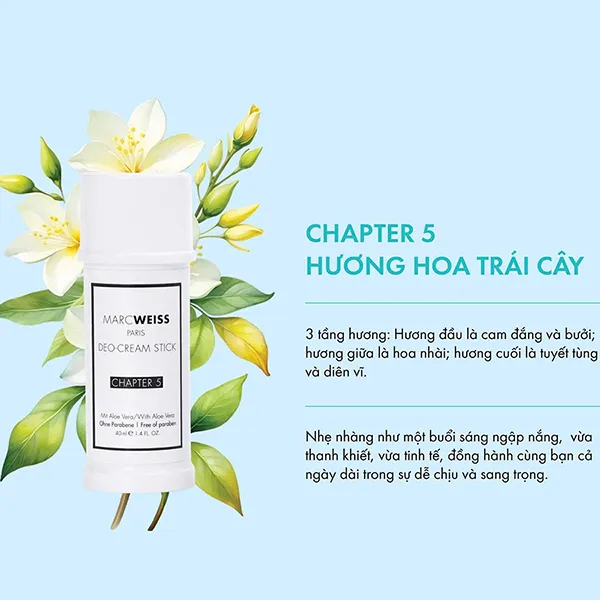 Thanh Khử Mùi Hương Nước Hoa Ngăn Mồ Hôi Marcweiss Paris Deo-Cream Stick Chapter 5 40ml