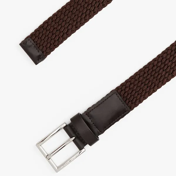 Thắt Lưng Nam Tommy Hilfiger Leather Trim Webbed Square Buckle Belt 13759 - 0HD Màu Nâu Size 110