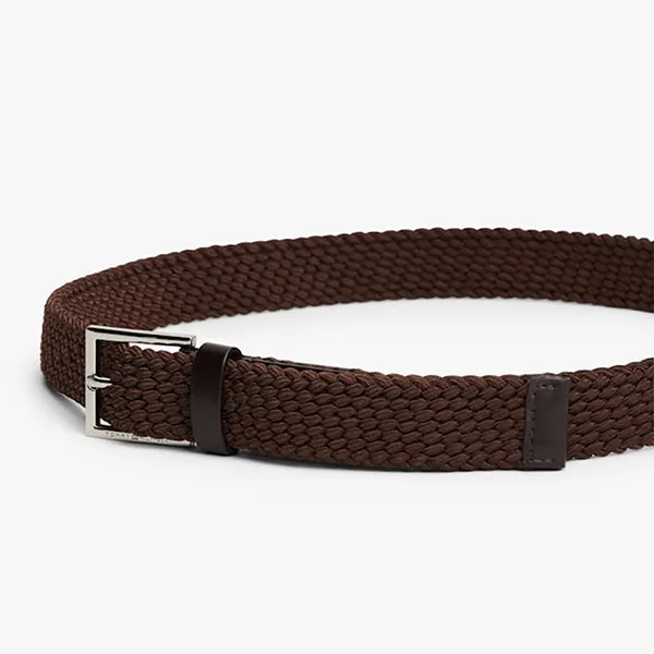 Thắt Lưng Nam Tommy Hilfiger Leather Trim Webbed Square Buckle Belt 13759 - 0HD Màu Nâu Size 110