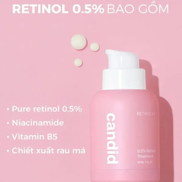 Tinh Chất Hỗ Trợ Giảm Nhăn Và Làm Đều Màu Da Candid 0.5% Retinol Treatment 30ml