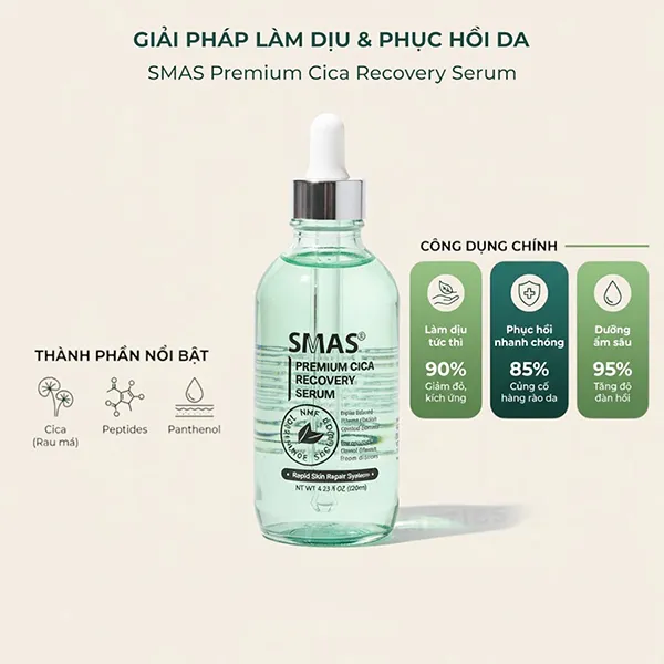 Tinh Chất Hỗ Trợ Phục Hồi Da SMAS Premium Cica Recovery Serum 120ml