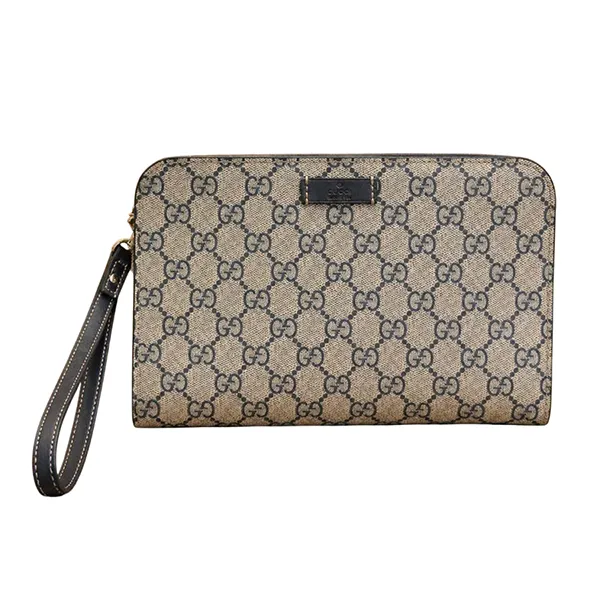 Túi Cầm Tay Gucci Supreme Canvas Clutch Bag Màu Be