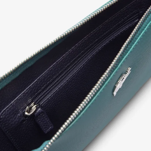 Túi Cầm Tay Lacoste Anna Coated Pique Canvas Pouch NF2791AA N87 Màu Xanh Cổ Vịt