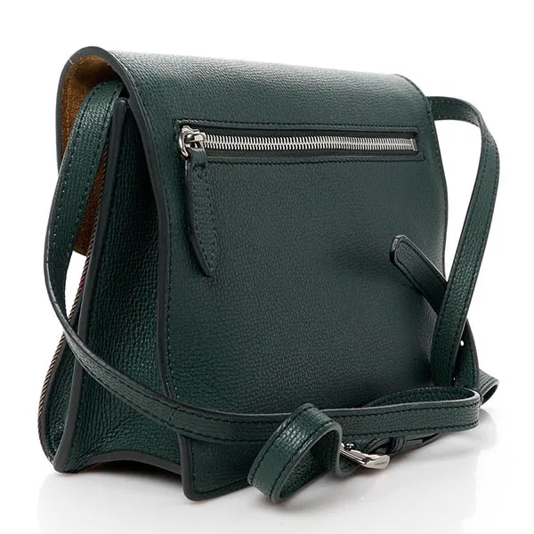 Túi Đeo Chéo Nữ Burberry Derby Calfskin House Check Small Macken Crossbody Bag Dark Bottle Green Màu Xanh